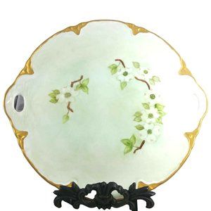 Serving Plate Ceramic Platter w/ Handles Hand Painted Signed Effie Taylor